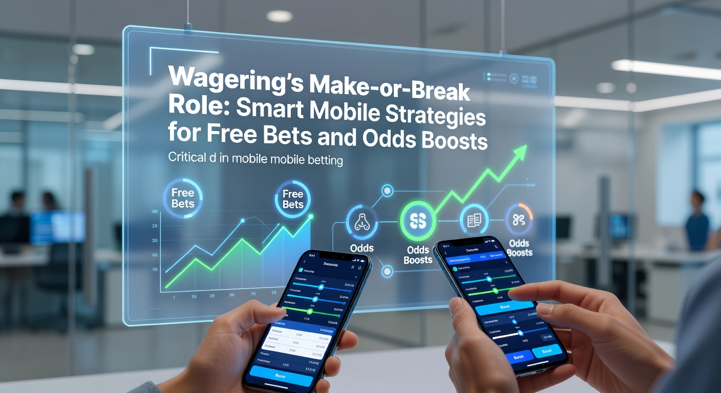 Mobile phone screen displaying a betting app with free bet promotions and wagering details highlighted
