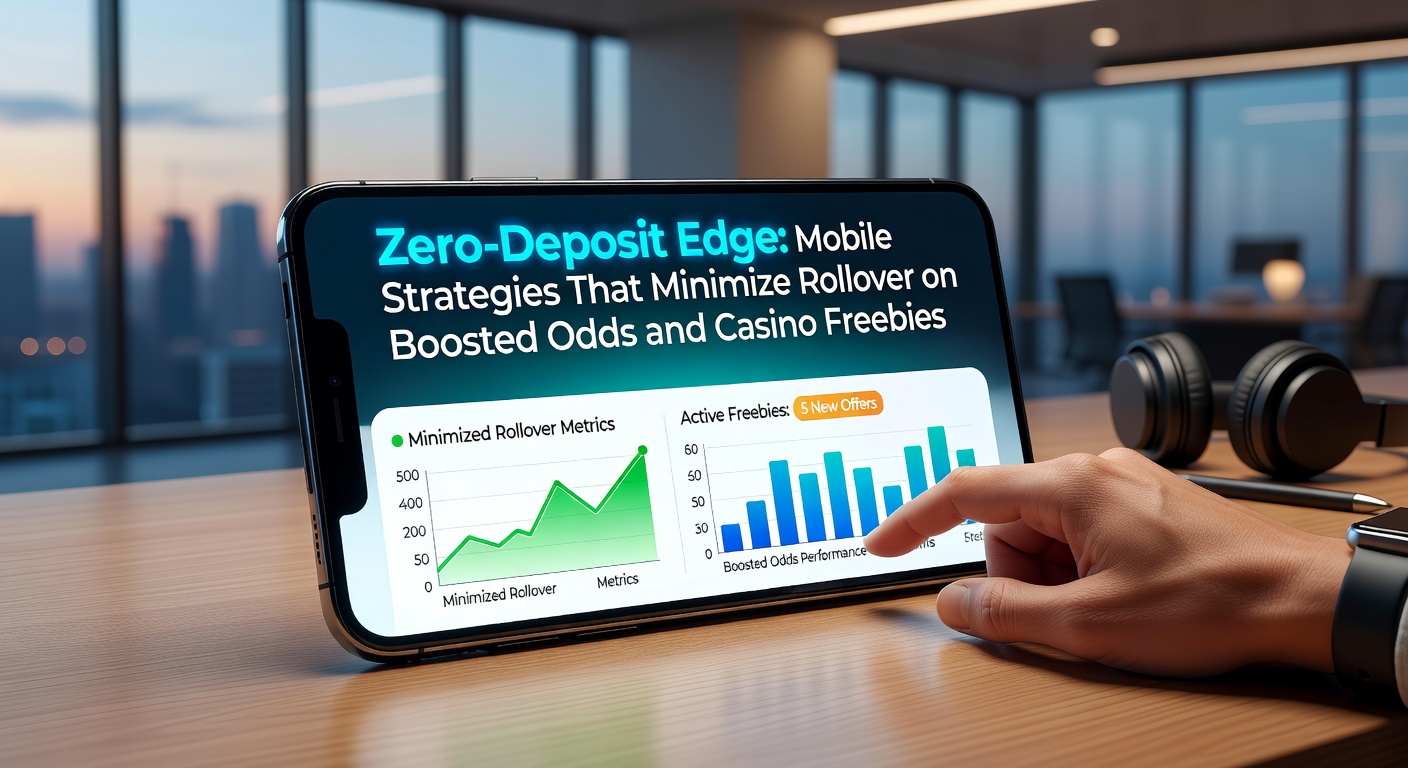 Smartphone displaying a betting app with zero-deposit bonus notifications and boosted odds highlights