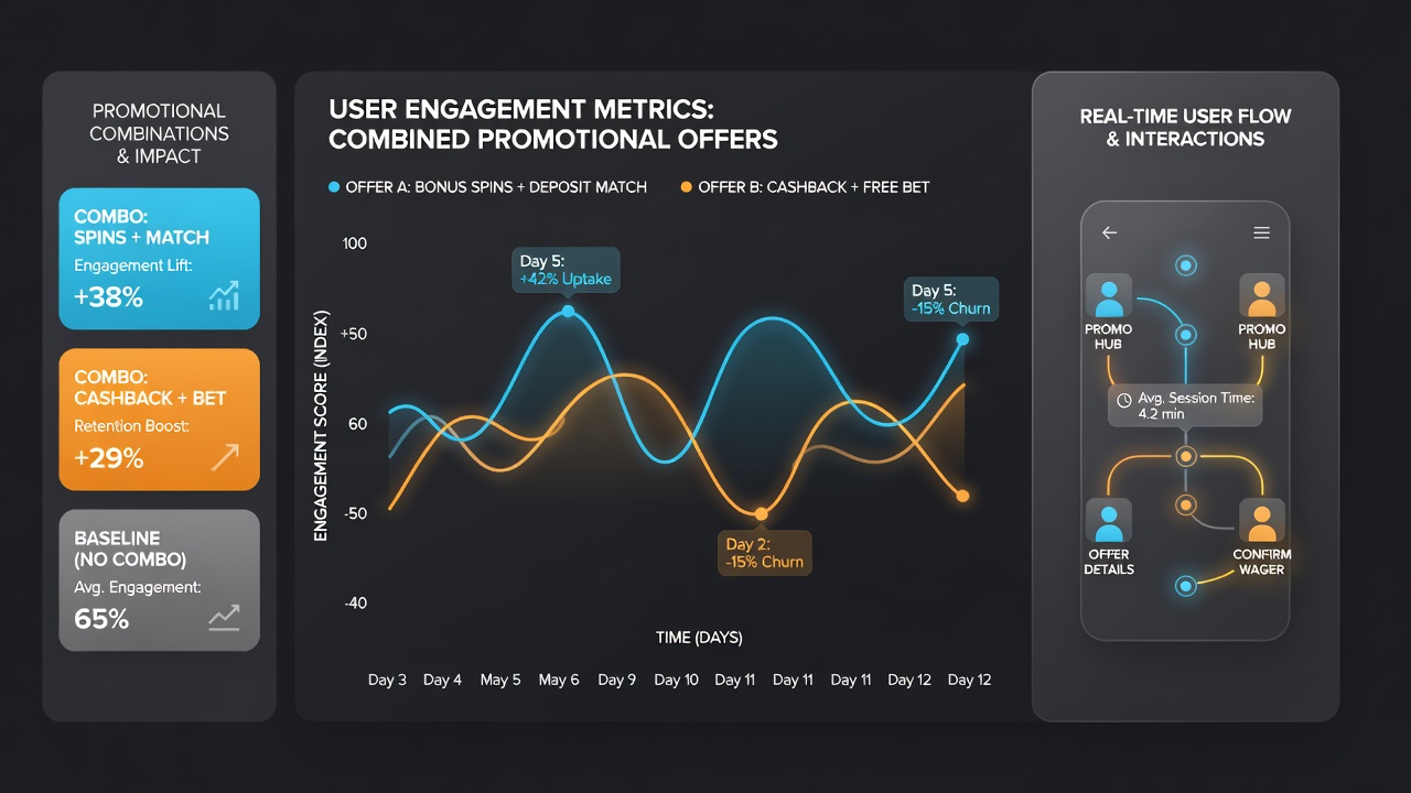 Mobile app interface displaying combined promotional offers and engagement statistics