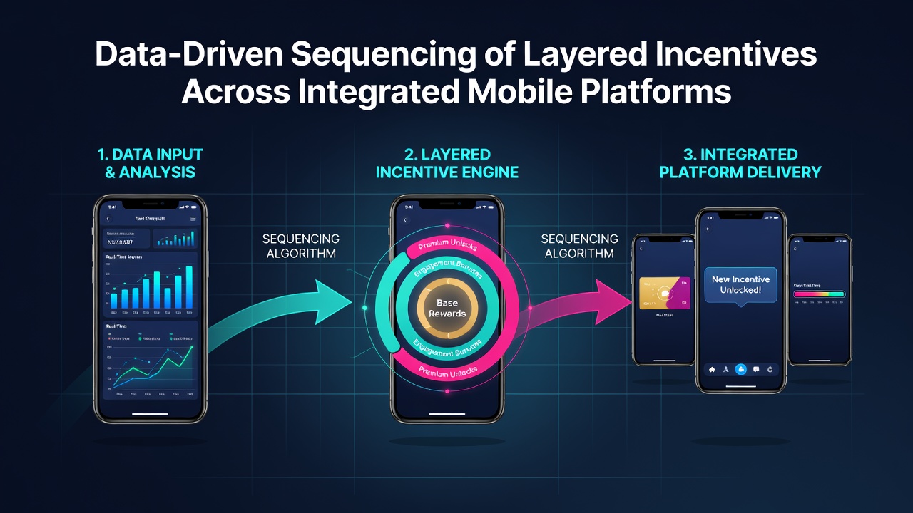 Mobile platform dashboard displaying sequenced incentive layers with performance analytics