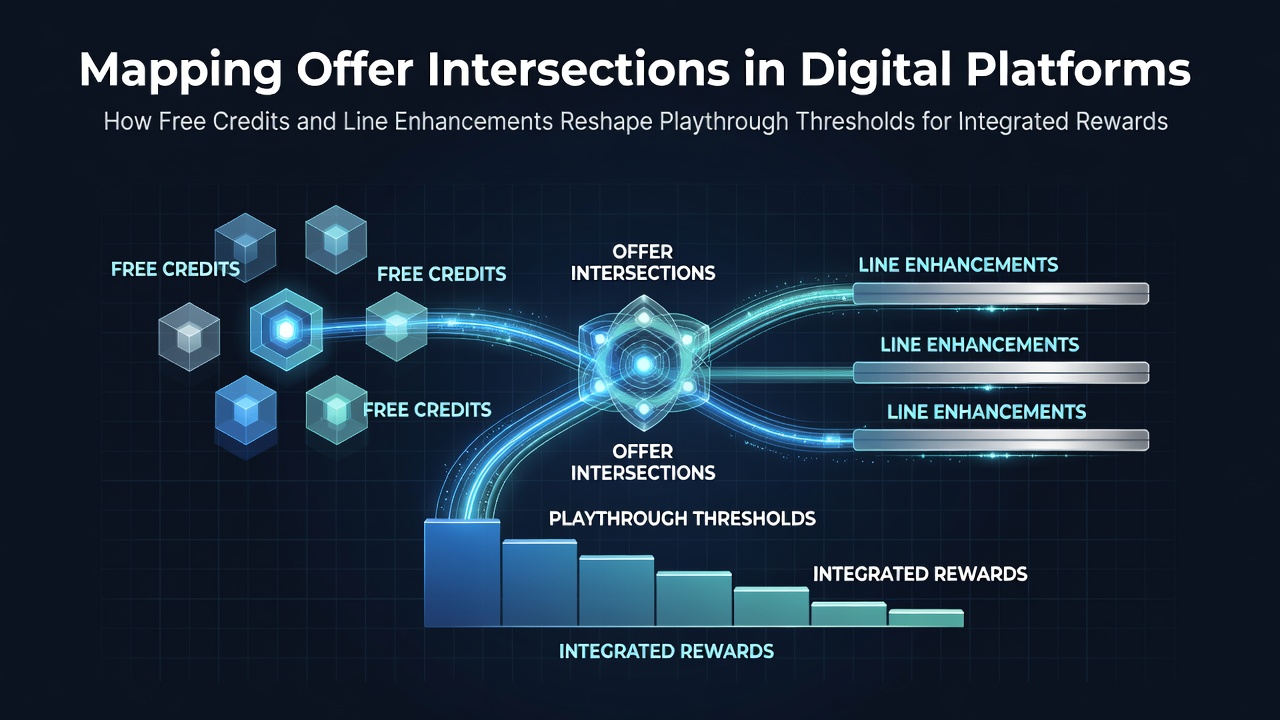 Digital platform interface showing overlapping reward offers including free credits and line enhancements