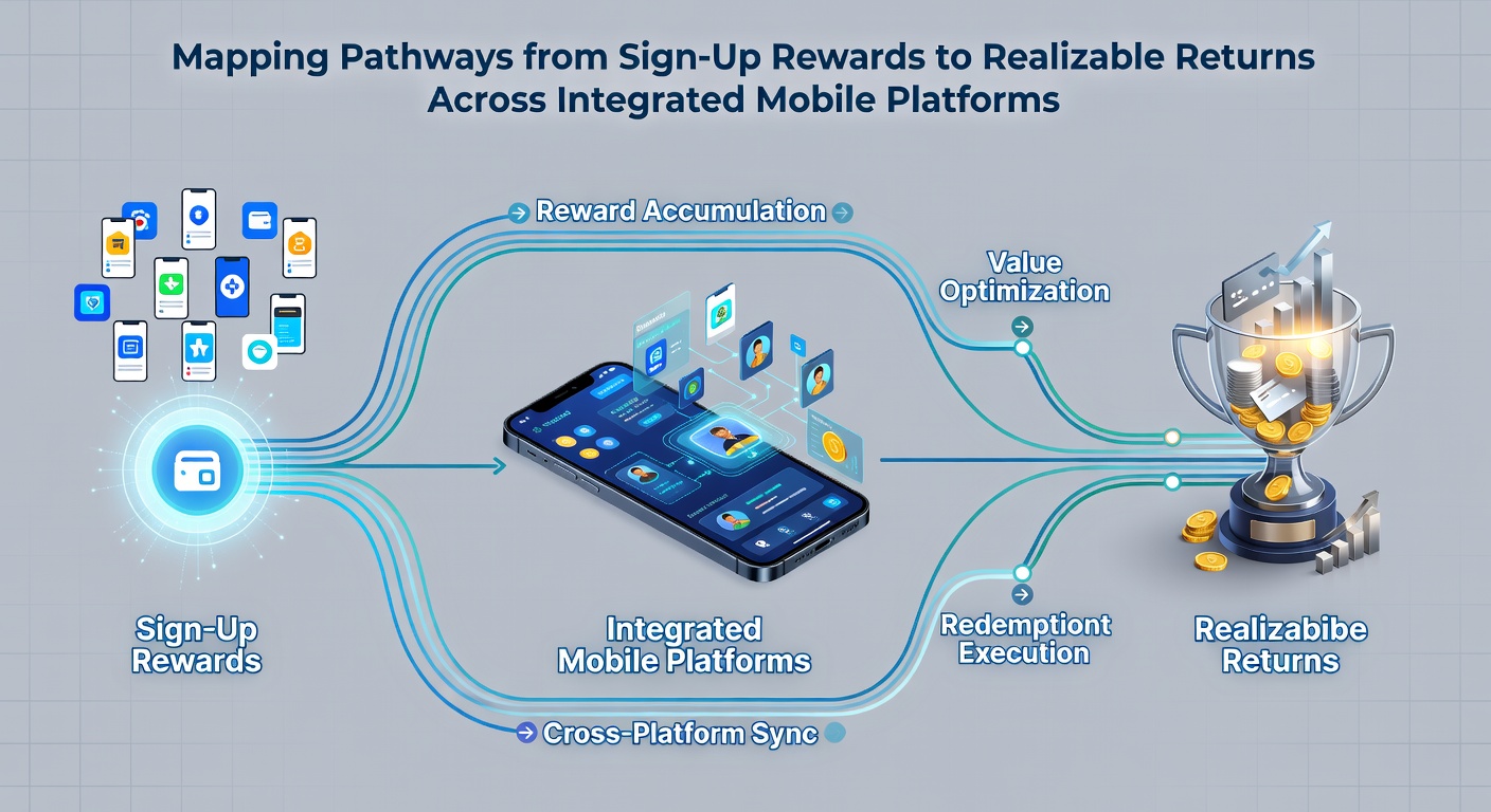 Detailed flowchart showing reward progression steps on mobile devices