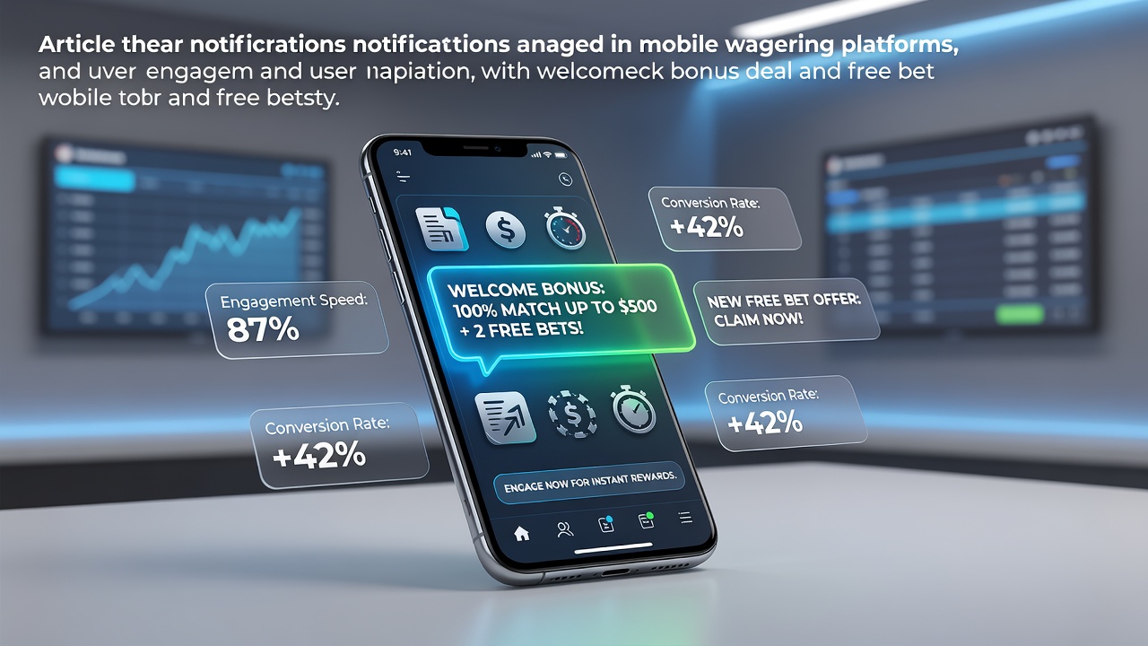 Mobile wagering app displaying push notification for welcome bonus offer on smartphone screen