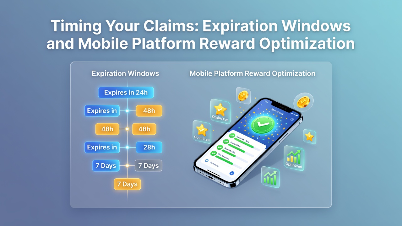 Mobile app interface displaying reward expiration timers and claim options on a smartphone screen